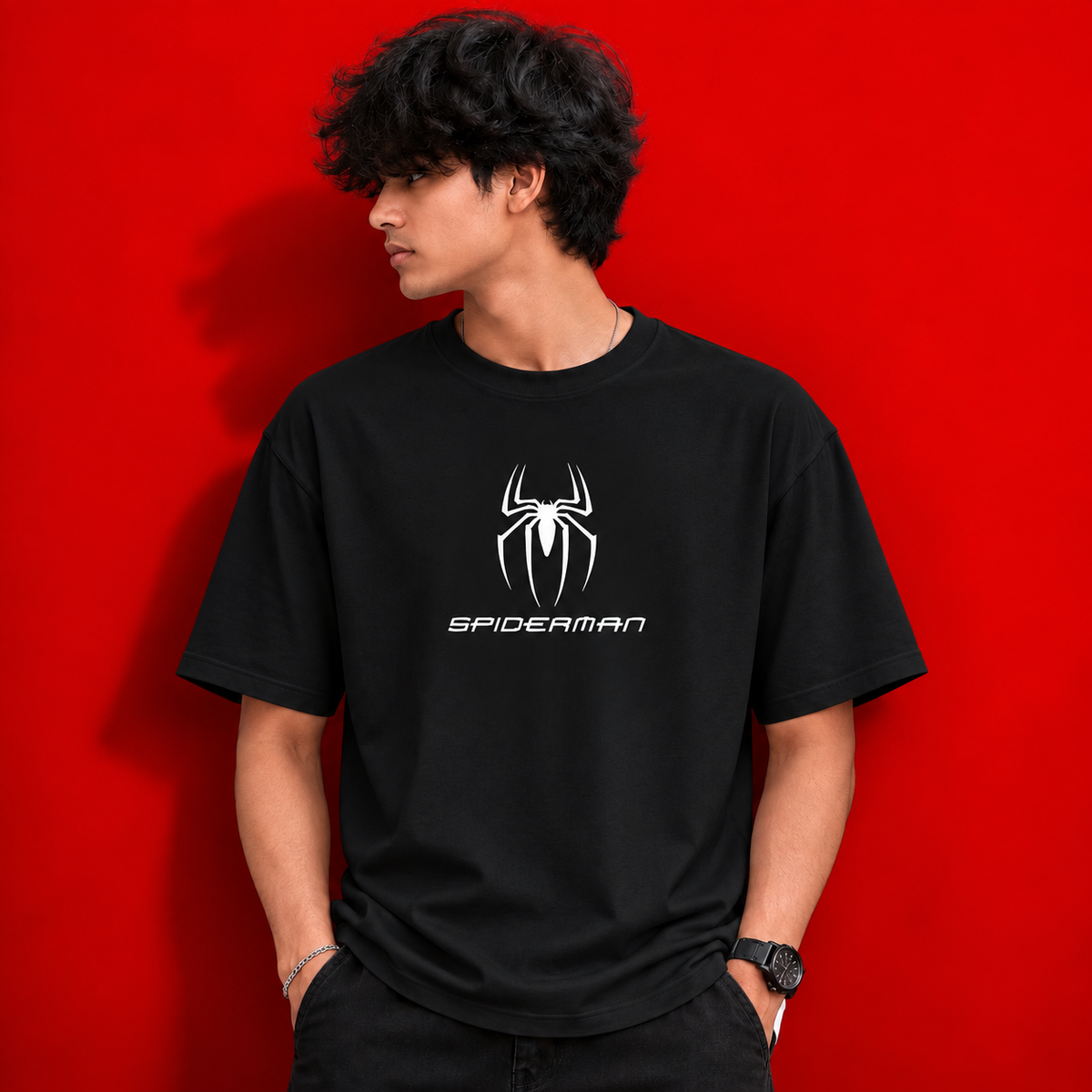 Spider-Man Graphic Oversized Cotton T-Shirt – White